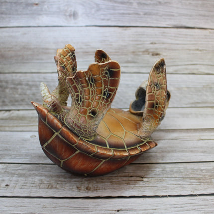 Sea Turtle Bottle Holder, Turtle Figurine, Natural Color Turtle Wine Bottle Holder - Pink Horse Florida