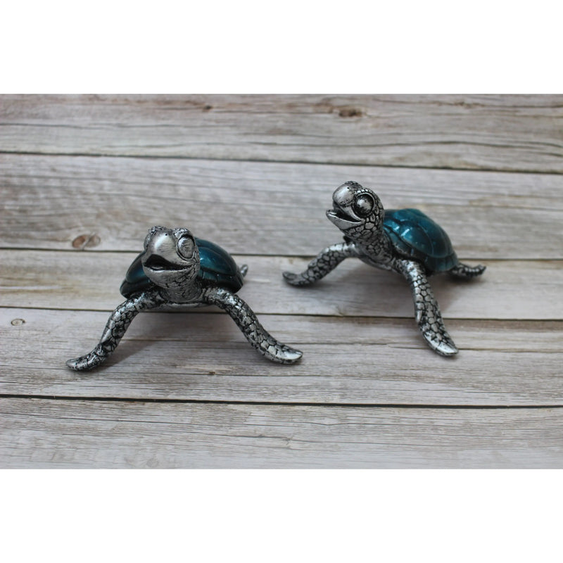 Sea Turtle Figurine SET of TWO, Sea Turtle Figurine, Turtle Lover Gift, Ocean Lover Gift, - Pink Horse Florida