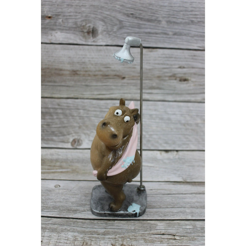 Showering Hippo Figurine, Funny Hippo, Showering Hippopotamus Figurine, Funny Hippo FIgurine - Pink Horse Florida