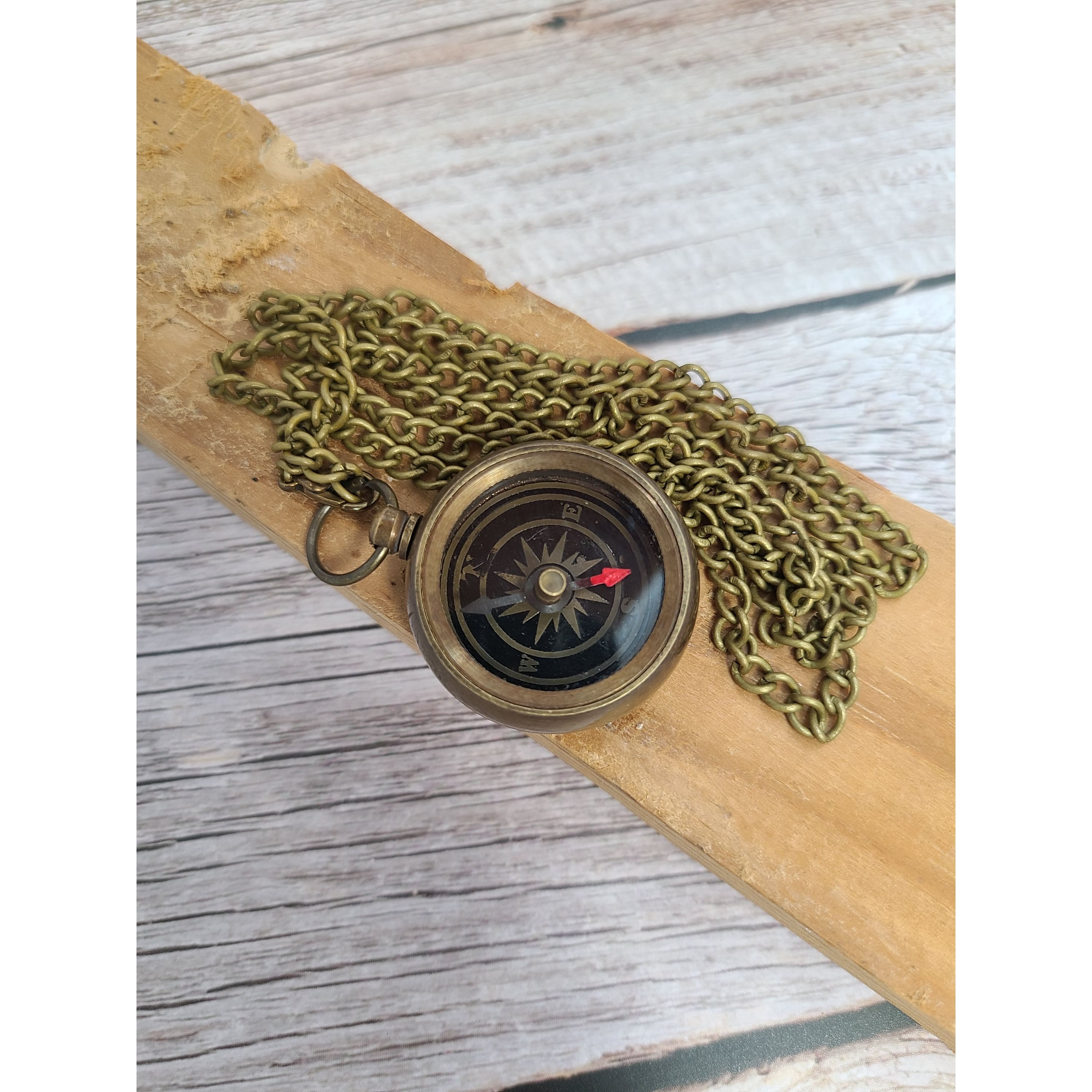 Antique Compass Reproduction, Compass Necklace, Vintage Compass, Compass with Chain, Pocket Compass - Pink Horse Florida